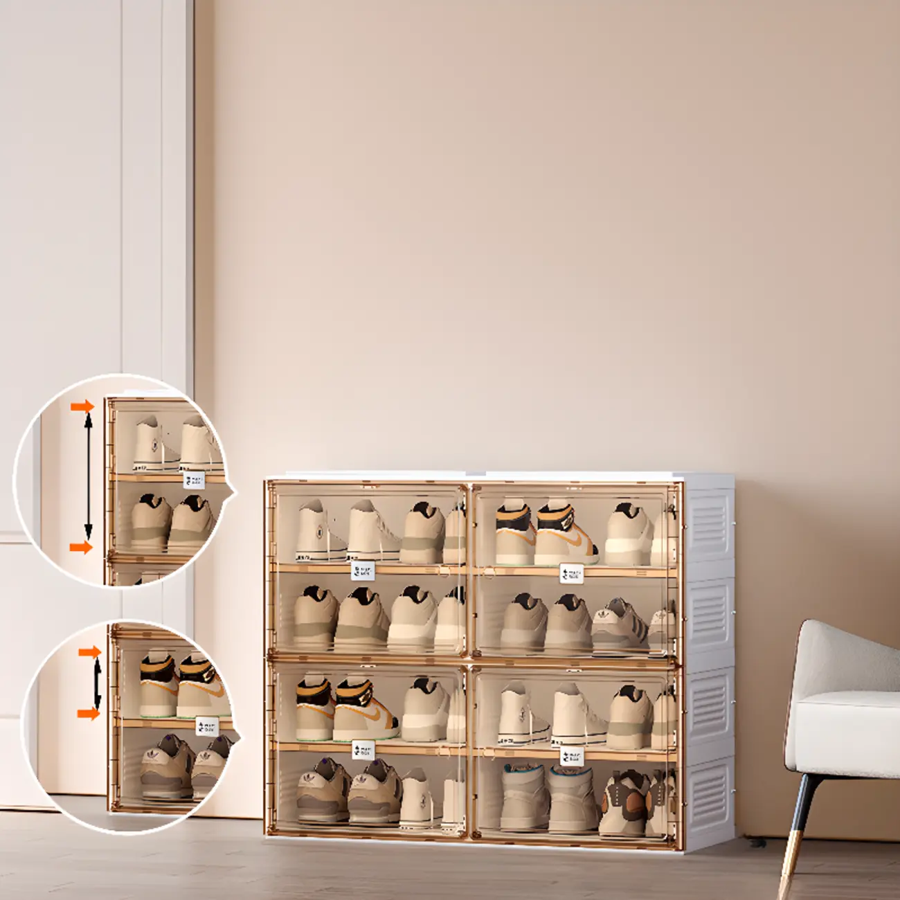 Portable Glam Plastic Clear Shoe Boxes in White Image - 19 | homeyfad