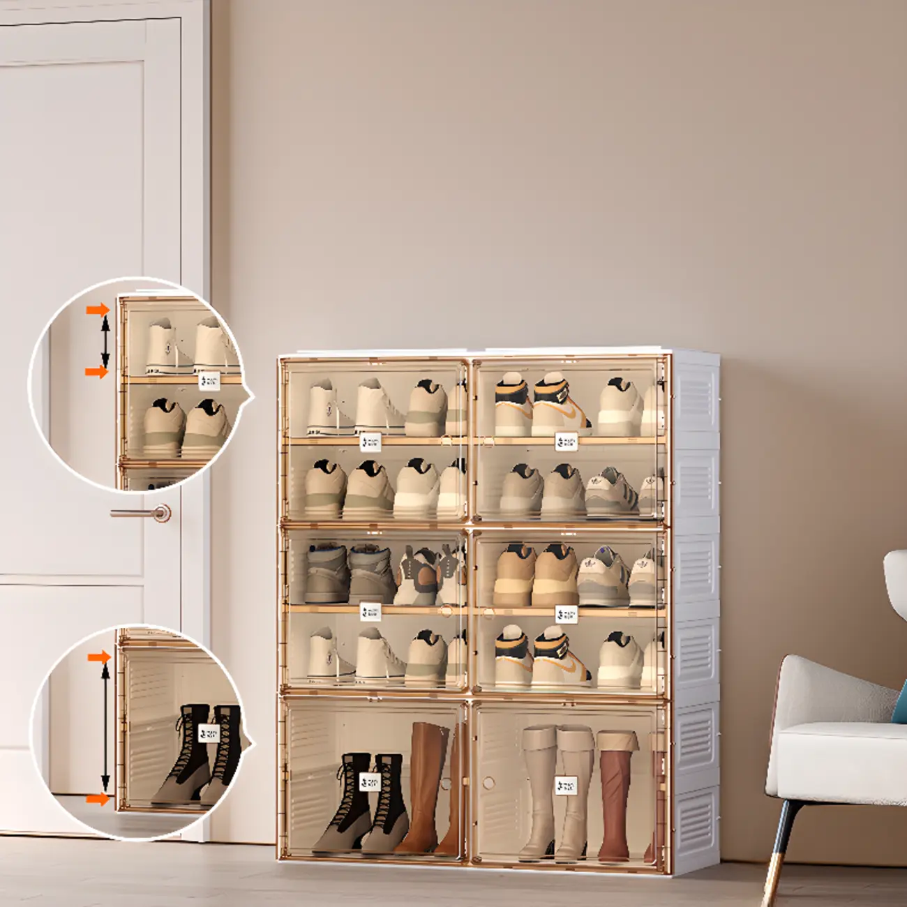 Portable Glam Plastic Clear Shoe Boxes in White Image - 20 | homeyfad