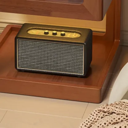 Organic Wood Bedside Cabinet with Glass Top Nightstand Image - 15