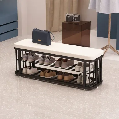 Glam Gold Metal Upholstered Storage Bench for Entryway Image - 3