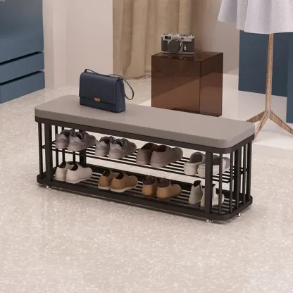 Glam Gold Metal Upholstered Storage Bench for Entryway Image - 5