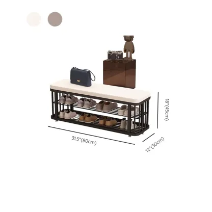 Glam Gold Metal Upholstered Storage Bench for Entryway Image - 11