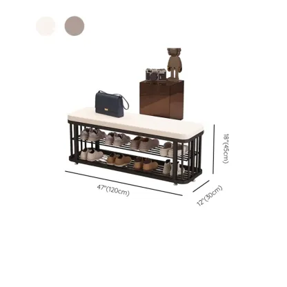 Glam Gold Metal Upholstered Storage Bench for Entryway Image - 15