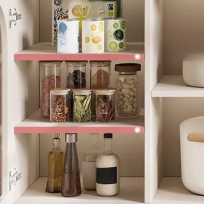 Elegant Adjustable Arched Glass Wood Buffet Cabinet with 3 Drawers Image - 8