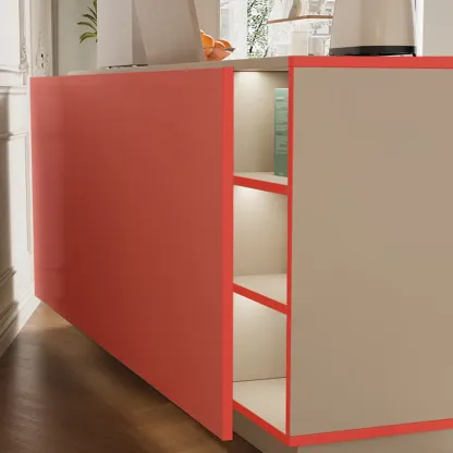 Elegant Adjustable Arched Glass Wood Buffet Cabinet with 3 Drawers Image - 12