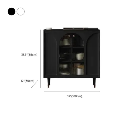 Narrow Glass Wooden White Black Sideboard Cabinet with Doors #size