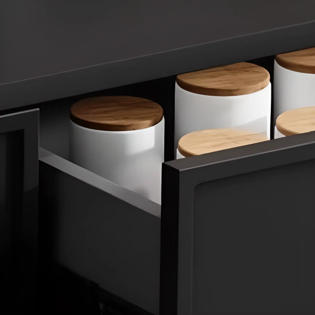 Traditional 3-Layer Rattan Wooden Black Sideboard Cabinet Image - 11 | homeyfad