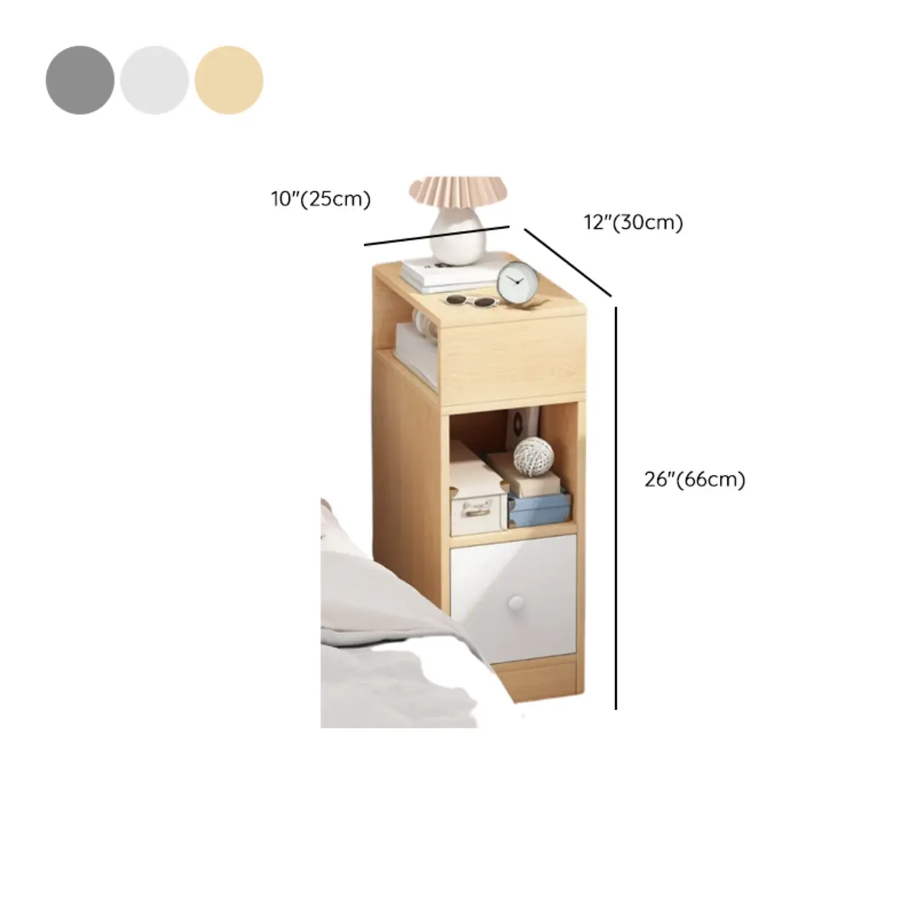 Modern Wood Finish Bedside Table with Storage Drawers Nightstand   #size | homeyfad