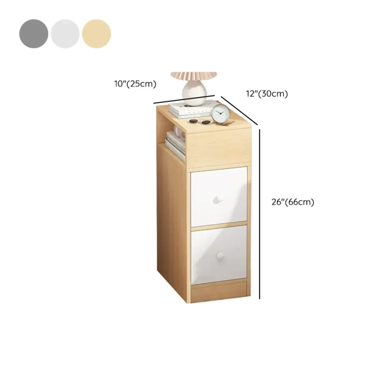 Modern Wood Finish Bedside Table with Storage Drawers Nightstand   Image - 21