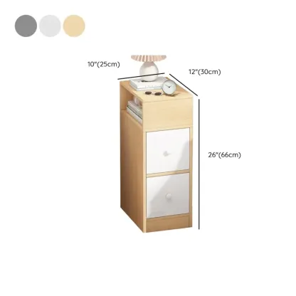 Modern Wood Finish Bedside Table with Storage Drawers Nightstand   Image - 21