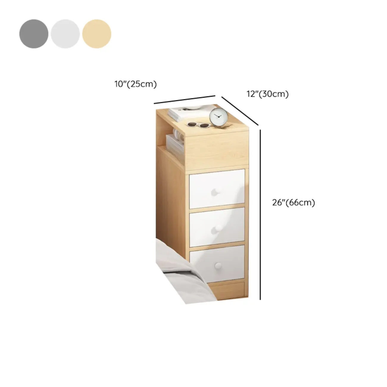 Modern Wood Finish Bedside Table with Storage Drawers Nightstand   Image - 22 | homeyfad