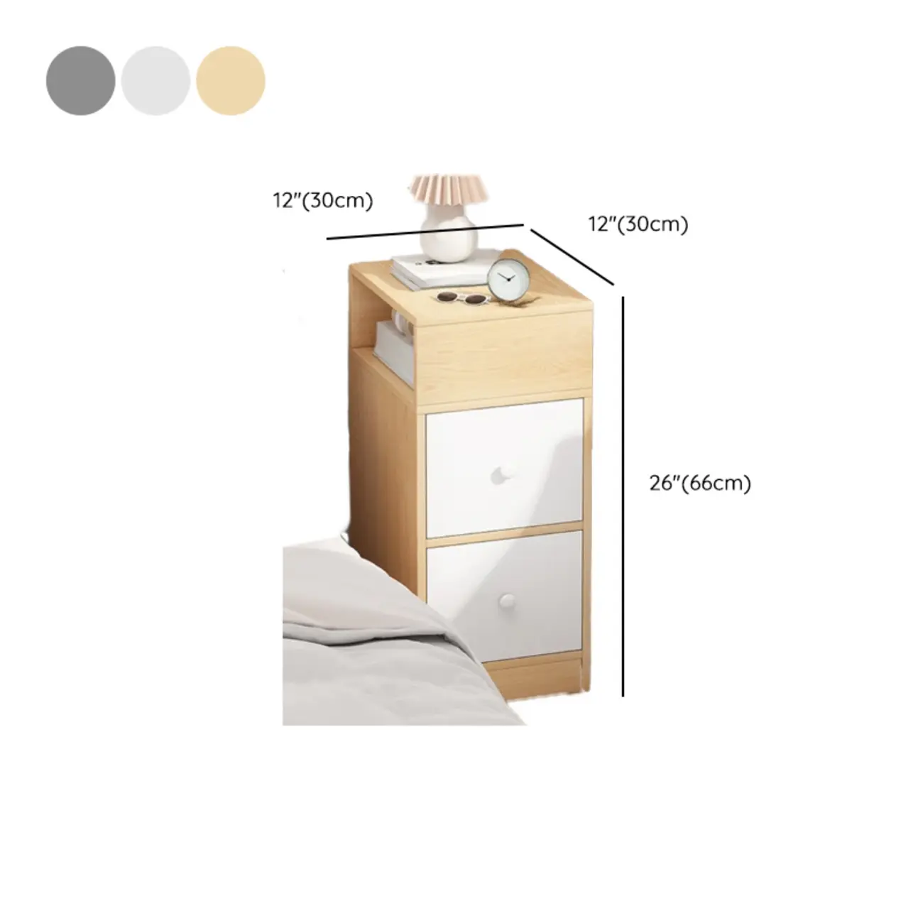 Modern Wood Finish Bedside Table with Storage Drawers Nightstand   Image - 23 | homeyfad