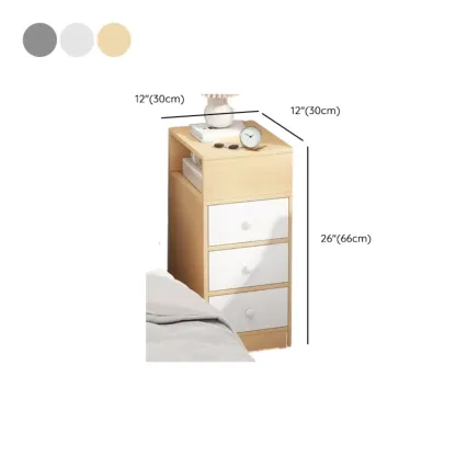 Modern Wood Finish Bedside Table with Storage Drawers Nightstand   Image - 24
