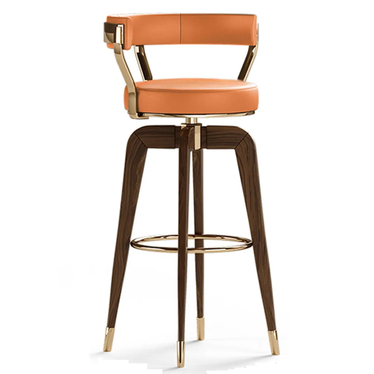 Swivel Mid Century Modern Counter Height Leather Bar Stools Image - 14 | homeyfad