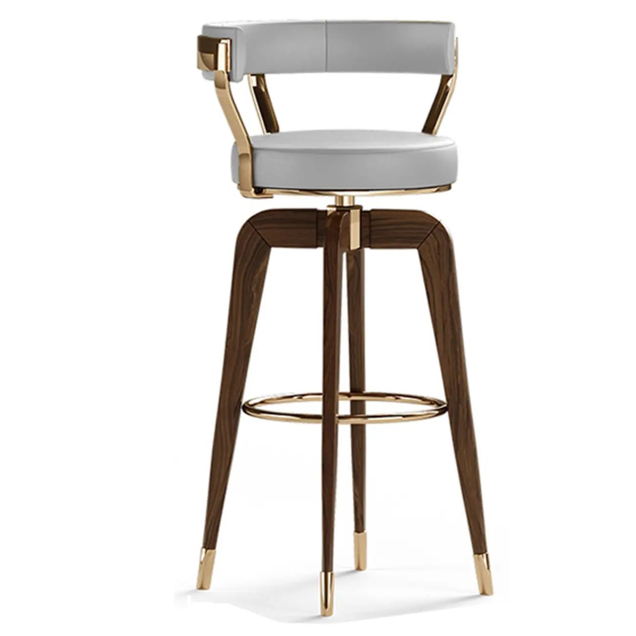 Swivel Mid Century Modern Counter Height Leather Bar Stools Image - 15 | homeyfad