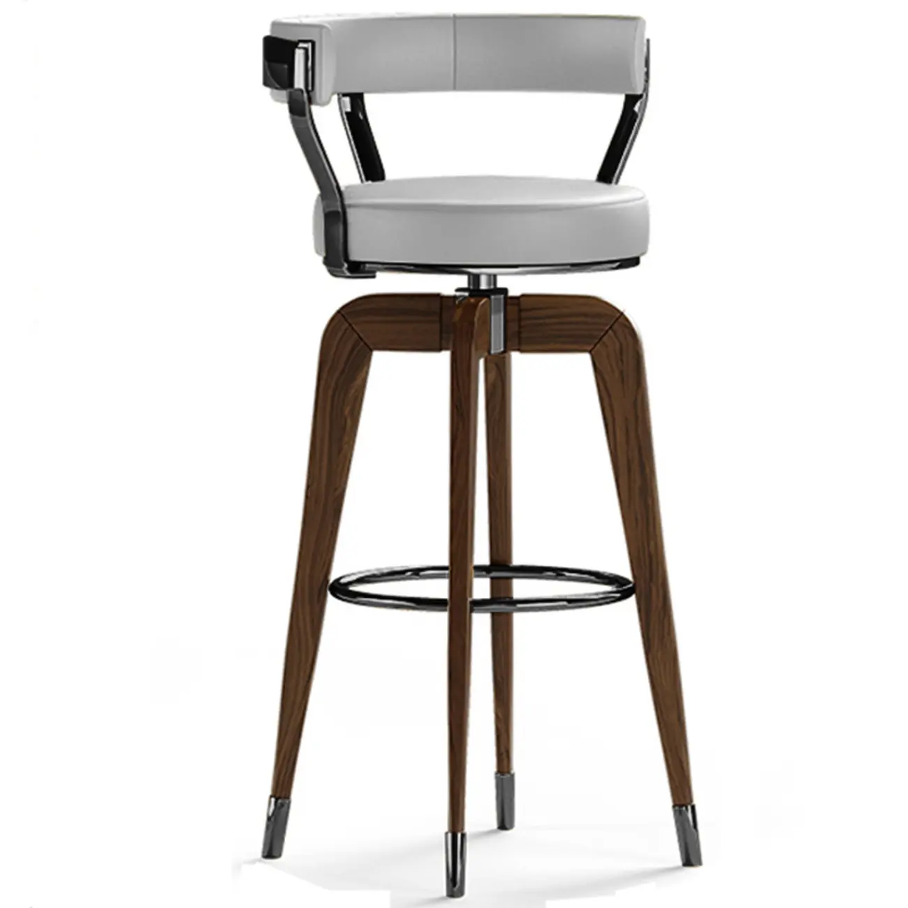 Swivel Mid Century Modern Counter Height Leather Bar Stools Image - 17 | homeyfad