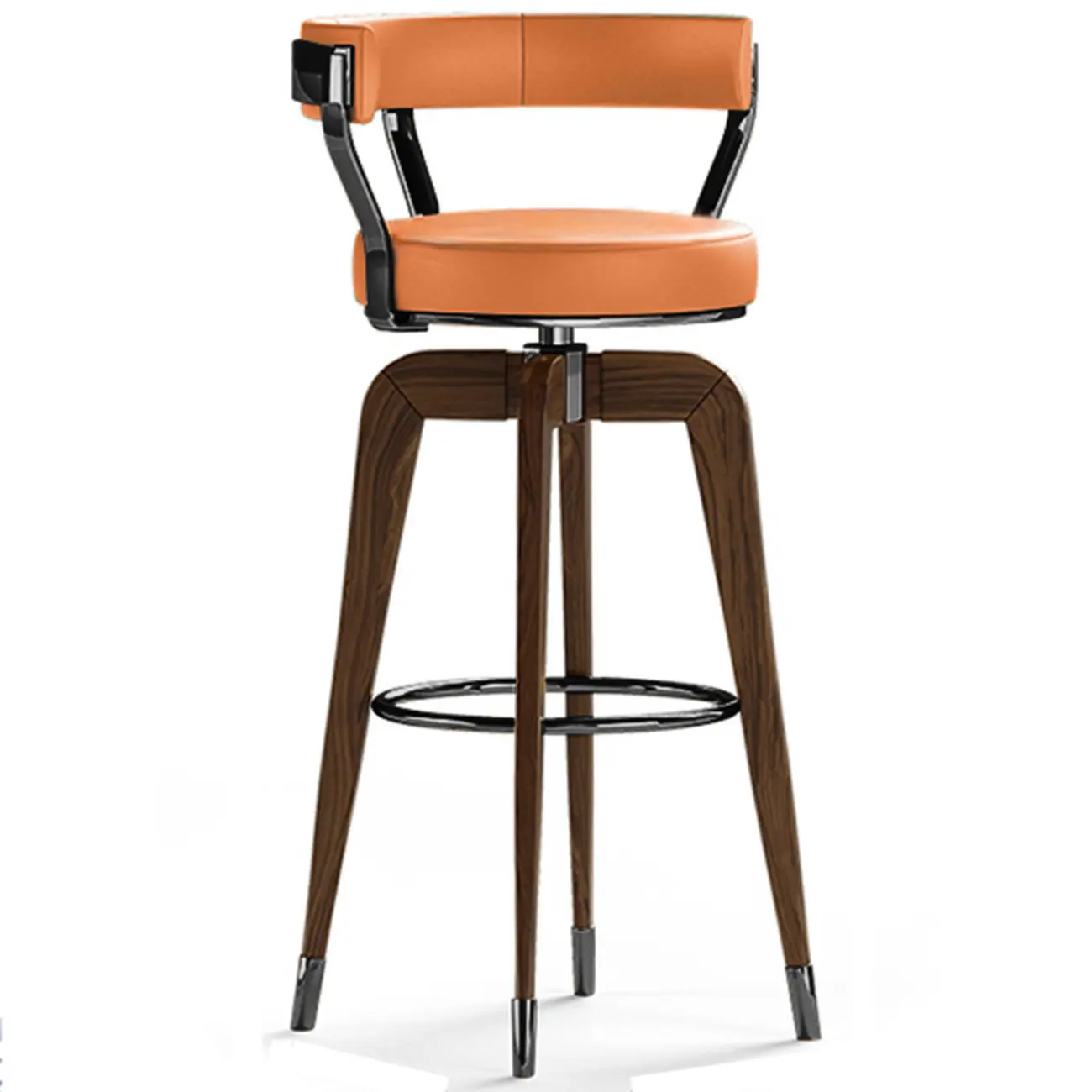 Swivel Mid Century Modern Counter Height Leather Bar Stools Image - 18 | homeyfad