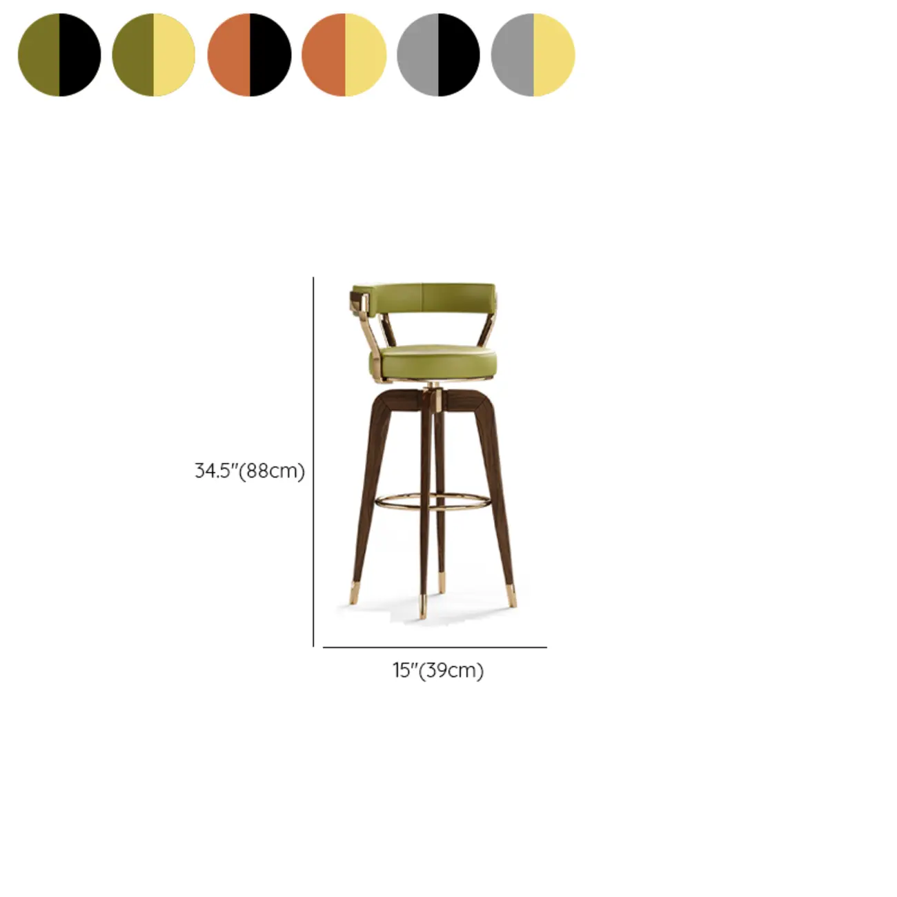 Swivel Mid Century Modern Counter Height Leather Bar Stools #size | homeyfad