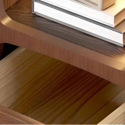 Modern Wooden Nightstands Open Shelf and Drawer Image - 8