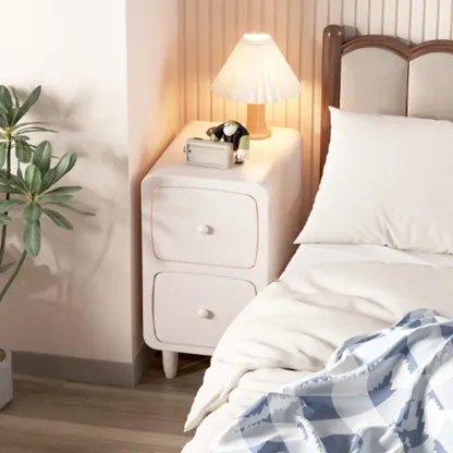 Modern Wooden Nightstands Open Shelf and Drawer Image - 16