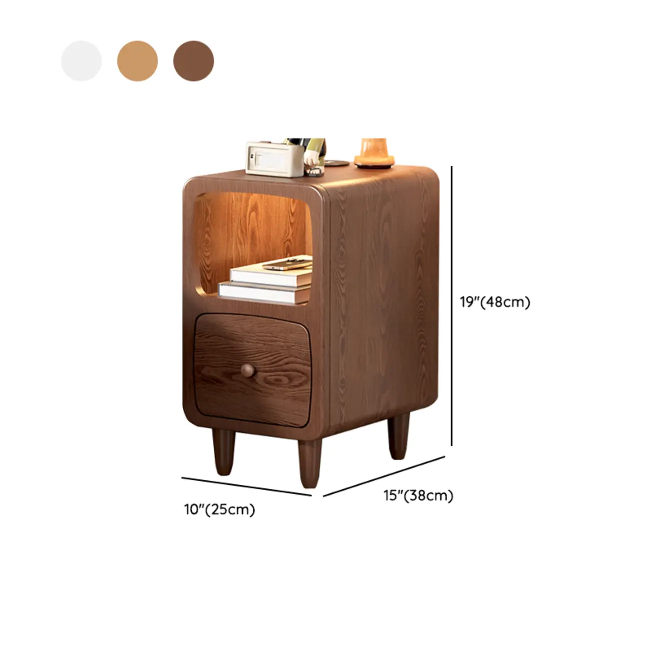 Modern Wooden Nightstands Open Shelf and Drawer Image - 11 | homeyfad