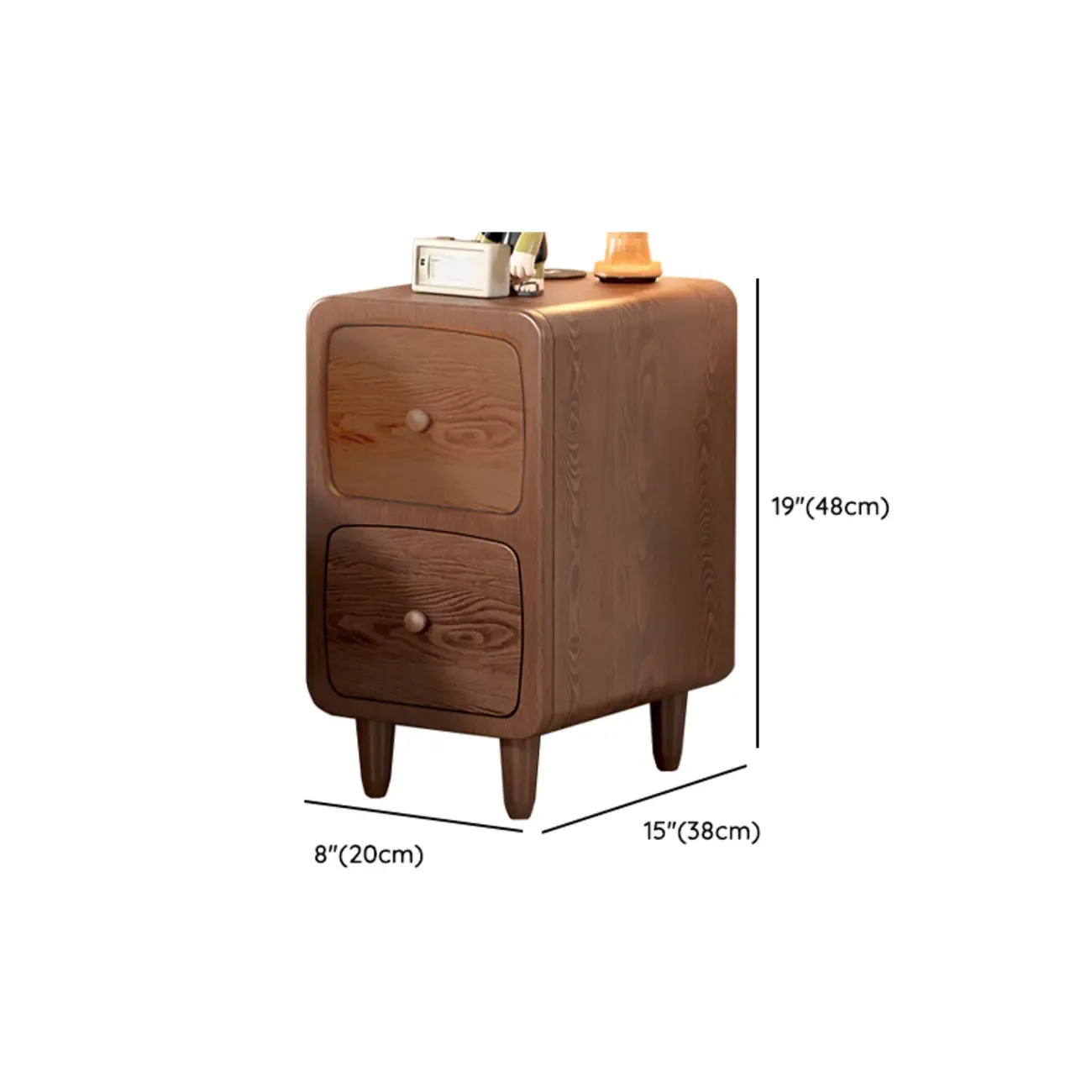 Modern Wooden Nightstands Open Shelf and Drawer Image - 13