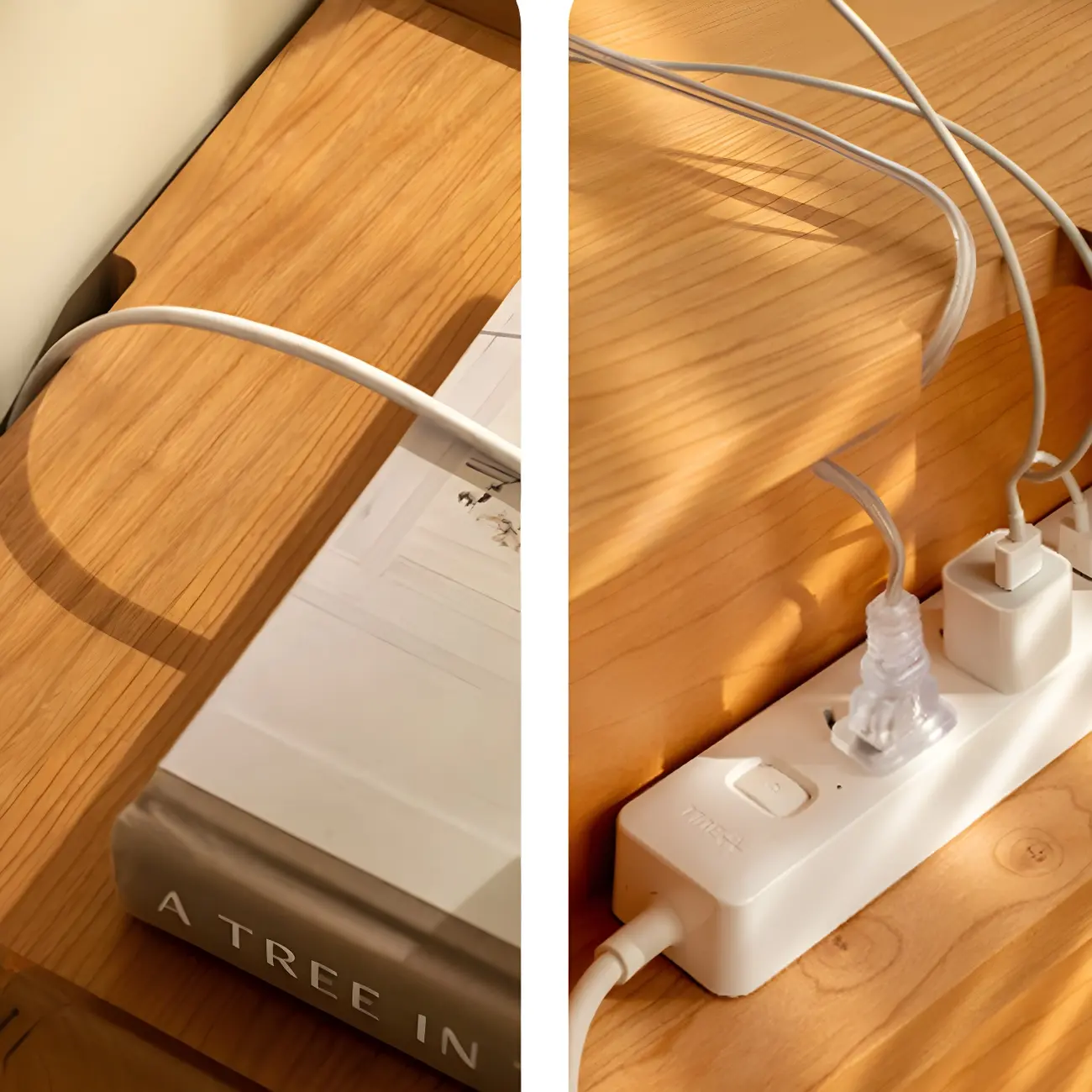 Nordic Brown Solid Wood Flip-up 2 Drawers Nightstand Image - 8 | homeyfad