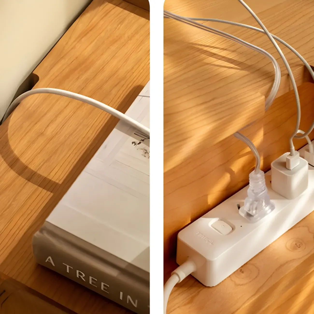 Nordic Brown Solid Wood Flip-up 2 Drawers Nightstand Image - 8