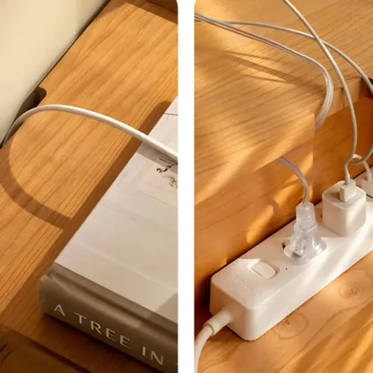 Nordic Brown Solid Wood Flip-up 2 Drawers Nightstand Image - 8