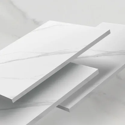 Slim Stone Top 2-Drawer Wood Nightstand with Metal Legs Image - 11