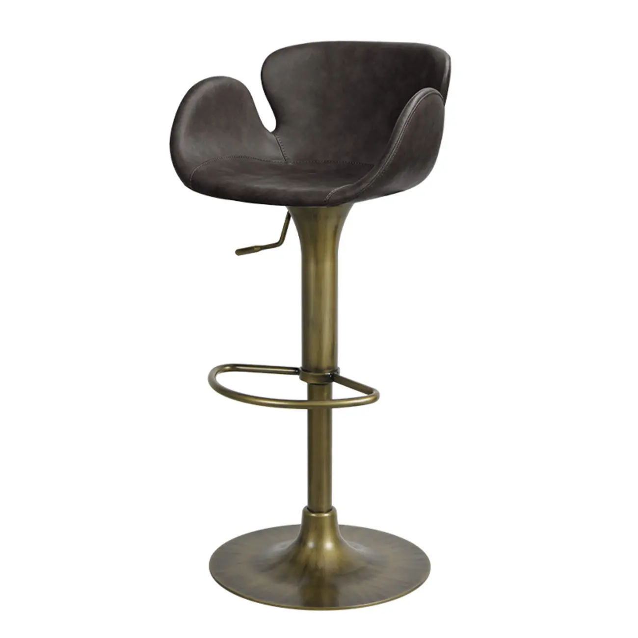 Adjustable Height Swivel Distressed Leather Bar Stools with Back Image - 4 | homeyfad