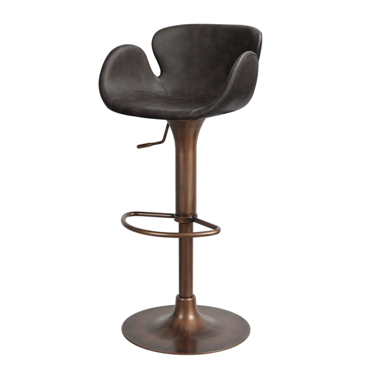 Adjustable Height Swivel Distressed Leather Bar Stools with Back Image - 3 | homeyfad