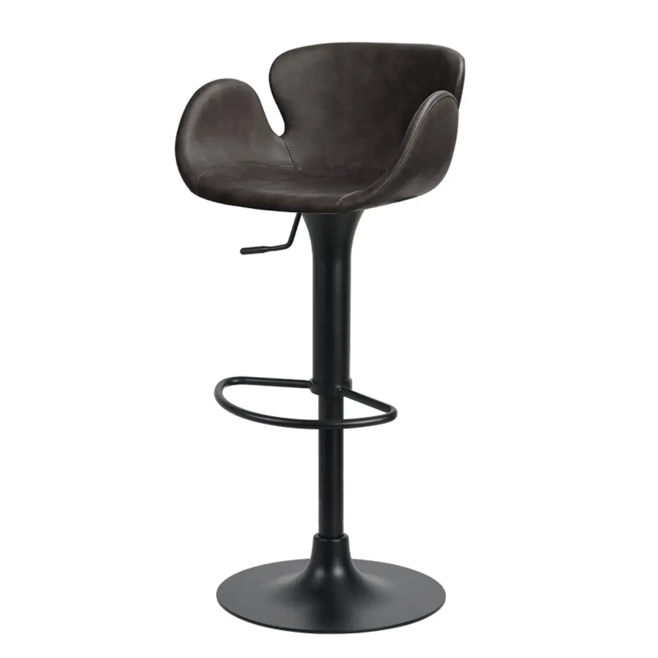 Adjustable Height Swivel Distressed Leather Bar Stools with Back Image - 7