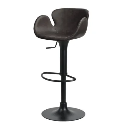 Adjustable Height Swivel Distressed Leather Bar Stools with Back Image - 7