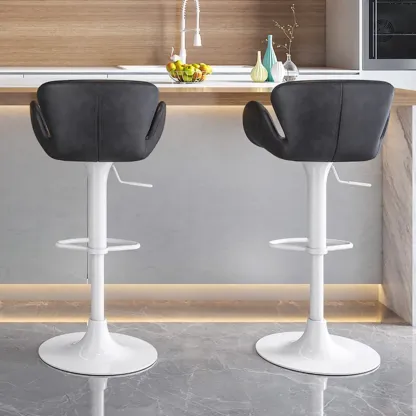 Adjustable Height Swivel Distressed Leather Bar Stools with Back Image - 9