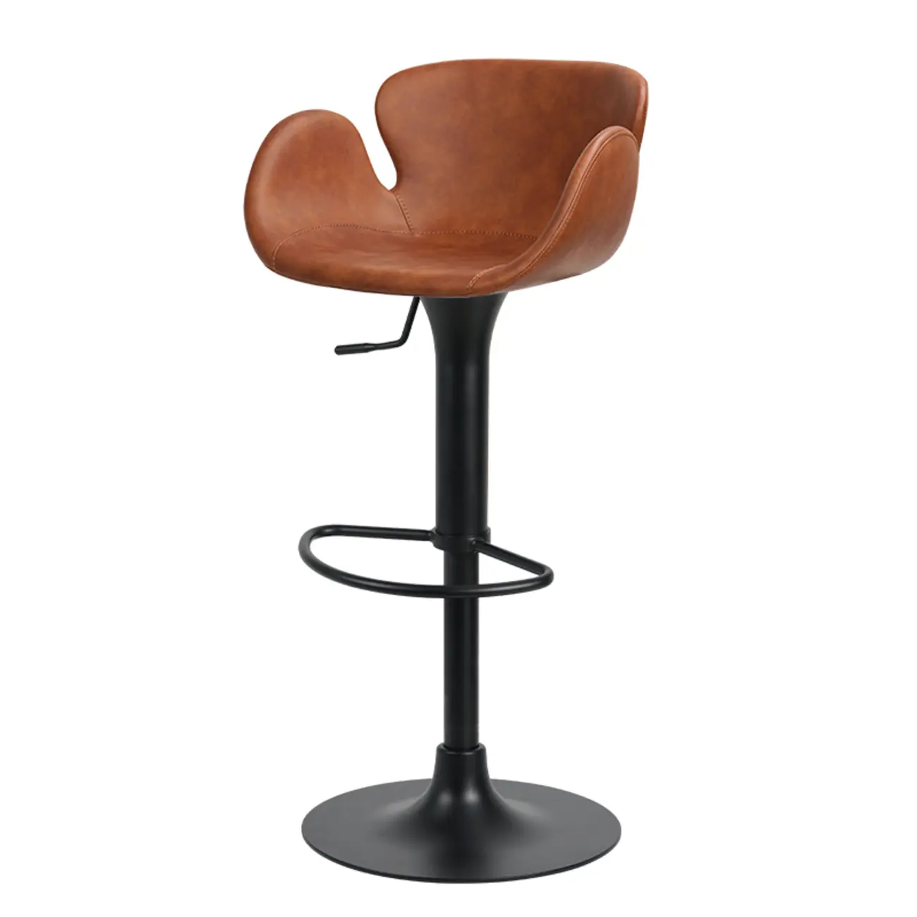 Adjustable Height Swivel Distressed Leather Bar Stools with Back Image - 14 | homeyfad