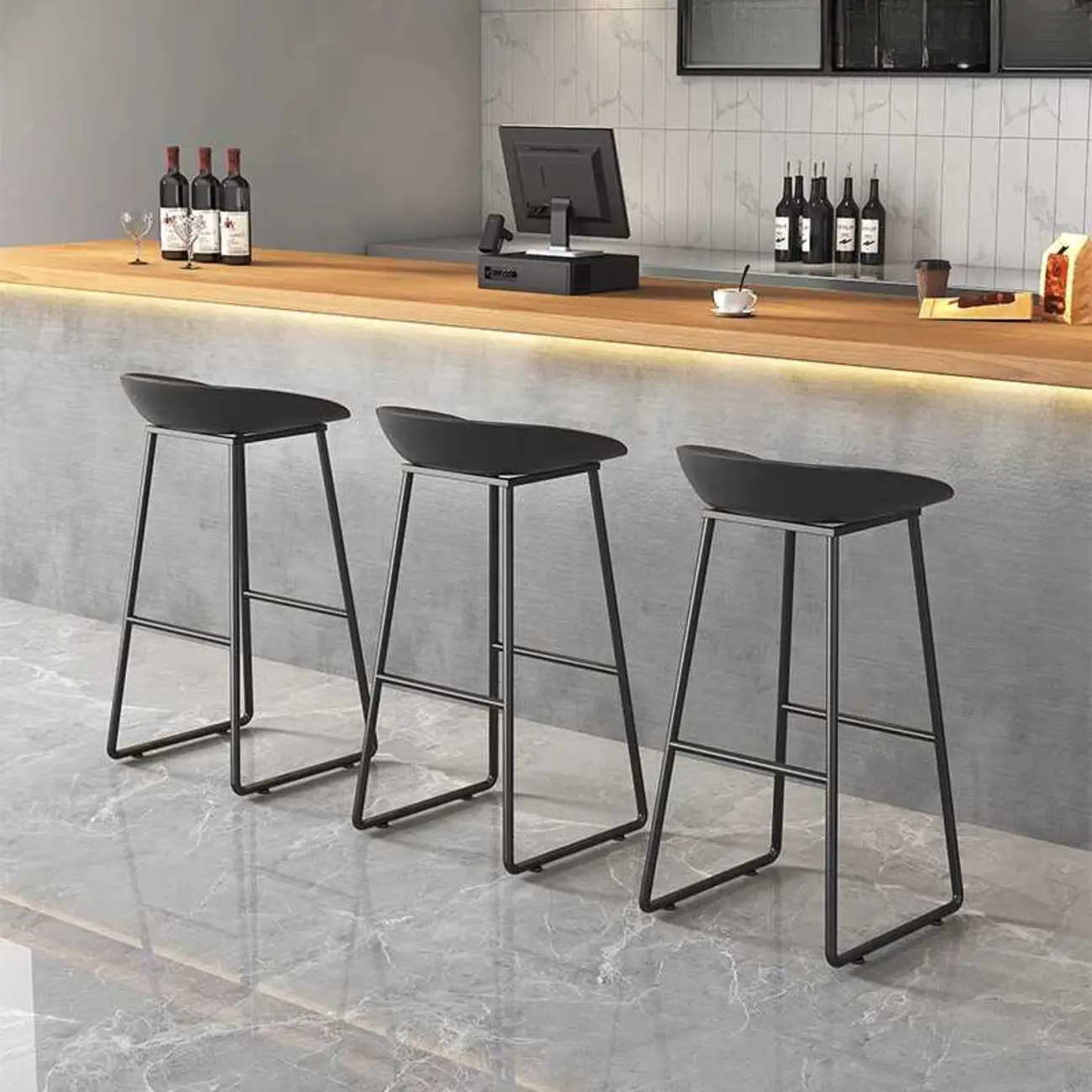 Simple Black Sled Acrylic Low Back Bar Stools Image - 8 | homeyfad