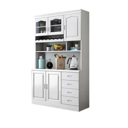 Kitchen Wooden White Cabinet Sideboard Built-in Wine Rack Image - 24
