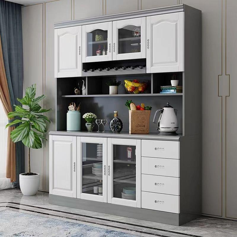 Kitchen Wooden White Cabinet Sideboard Built-in Wine Rack | homeyfad