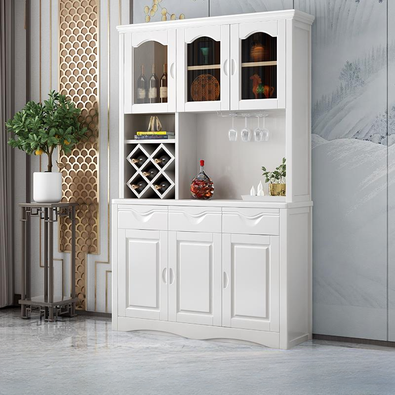 Kitchen Wooden White Cabinet Sideboard Built-in Wine Rack | homeyfad