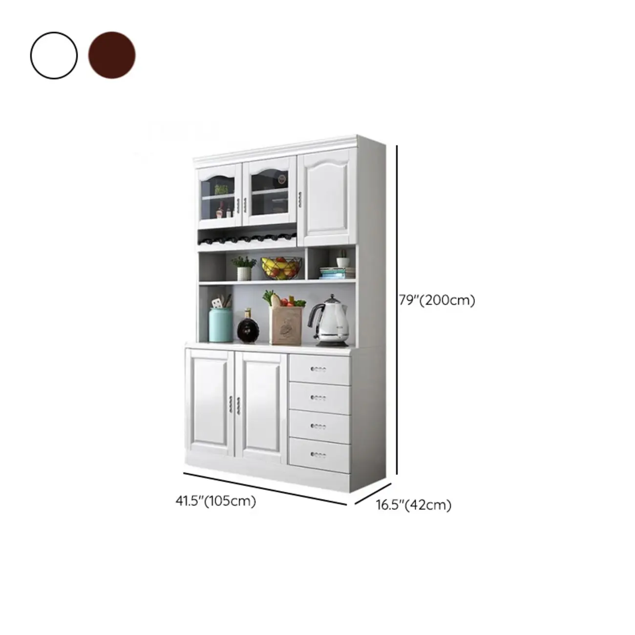 Kitchen Wooden White Cabinet Sideboard Built-in Wine Rack #size | homeyfad