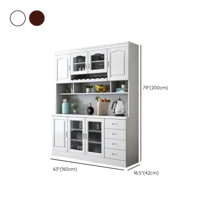 Kitchen Wooden White Cabinet Sideboard Built-in Wine Rack Image - 28