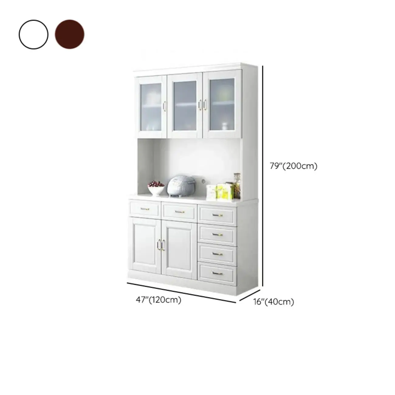 Kitchen Wooden White Cabinet Sideboard Built-in Wine Rack Image - 29 | homeyfad