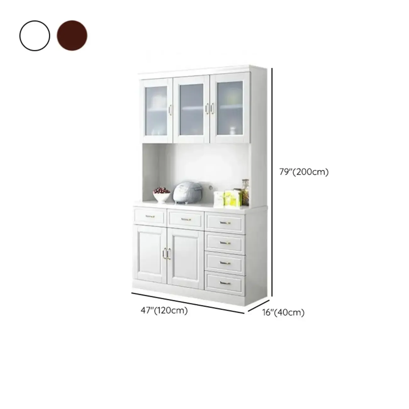 Kitchen Wooden White Cabinet Sideboard Built-in Wine Rack Image - 29