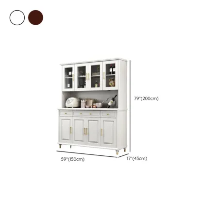 Kitchen Wooden White Cabinet Sideboard Built-in Wine Rack Image - 30