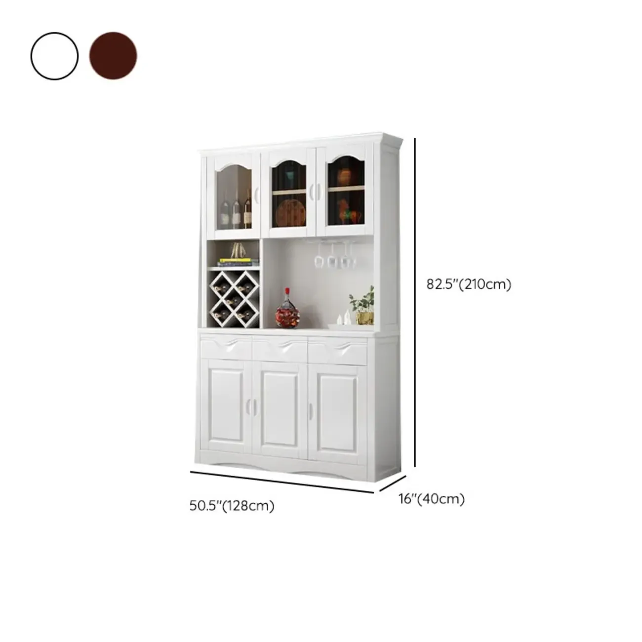 Kitchen Wooden White Cabinet Sideboard Built-in Wine Rack Image - 31