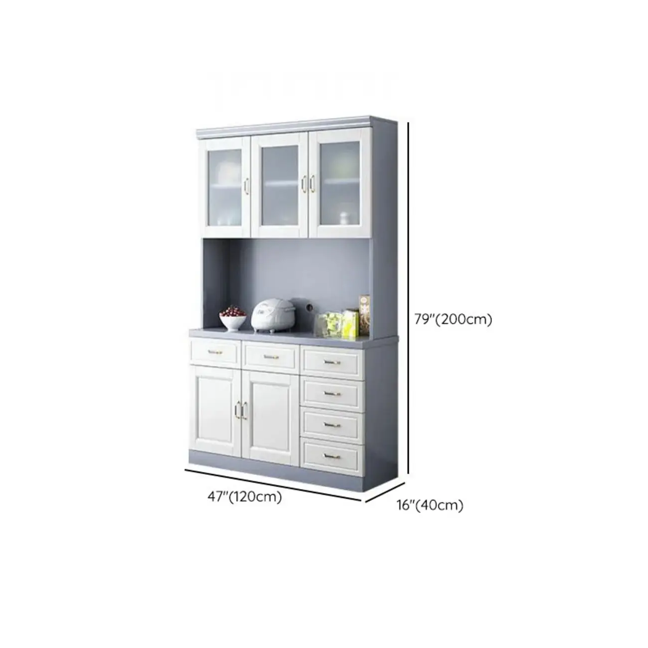 Kitchen Wooden White Cabinet Sideboard Built-in Wine Rack Image - 35 | homeyfad