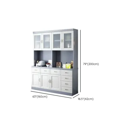 Kitchen Wooden White Cabinet Sideboard Built-in Wine Rack Image - 36