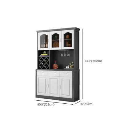 Kitchen Wooden White Cabinet Sideboard Built-in Wine Rack Image - 37