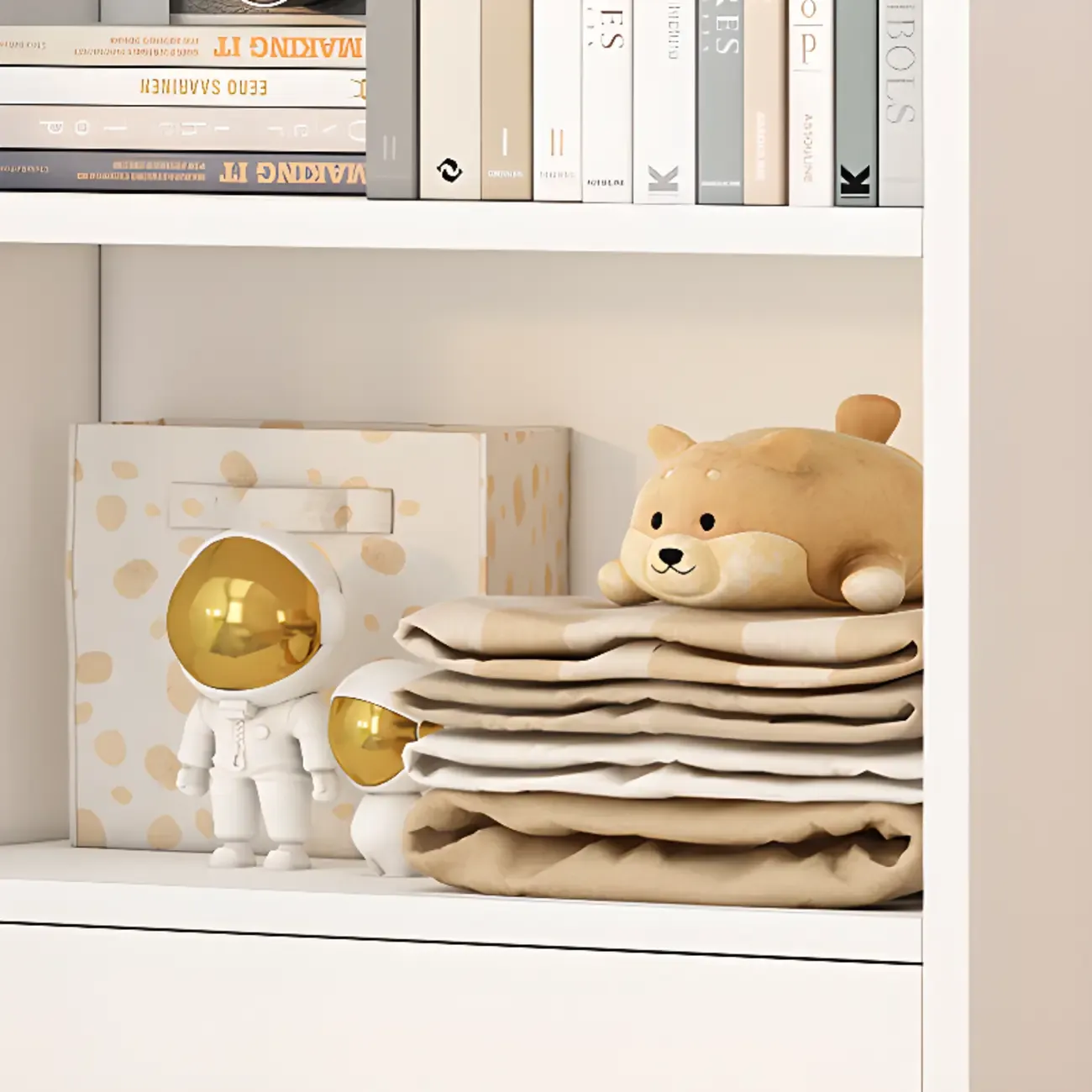 Simple Wooden White 3-Tier Bookcase with Drawers Image - 8